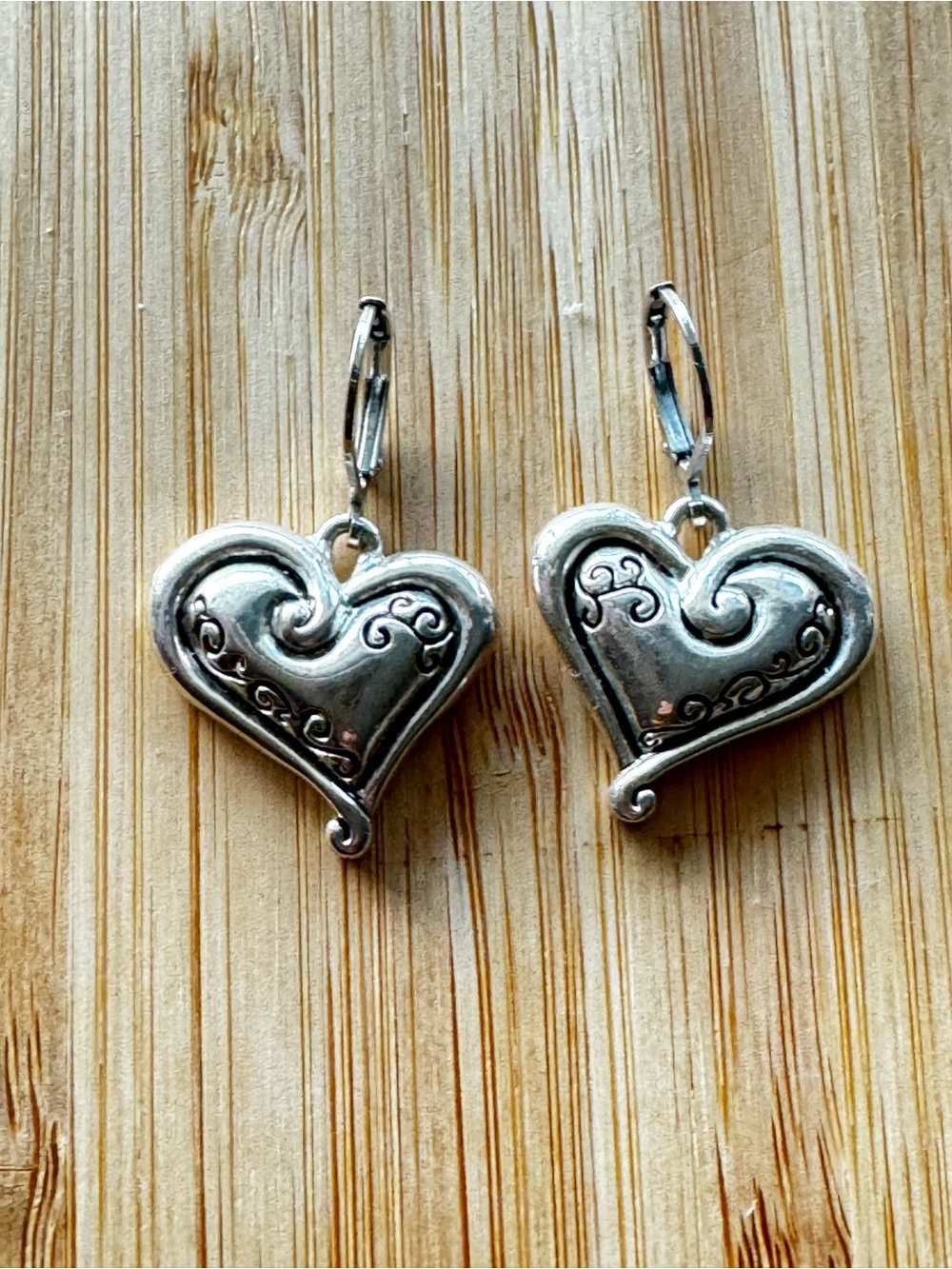 Brighton Silver Tone Heart Dangle Romantic Earrings